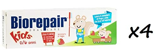 Biorepair Kids, da 0 a 6 anni, con estratto di Fragola - 4 confezioni da 50 ml