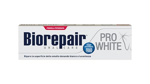 Biorepair, Dentifricio Pro White, Dentifricio Sbiancante con Tecnologia del Polimero Sbiancente PVP, Ripara lo Smalto e la Dentina per Denti Bianchi