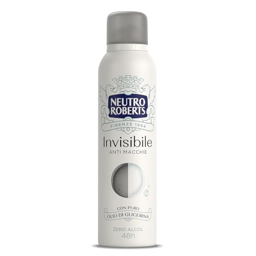 Neutro Roberts, Deodorante Spray Invisible, Zero Alcol, Zero Macchie, Con Puro Olio di Glicerina, Deodorante Uomo e Donna, Dermatologicamente testato, 150 ml, 48h
