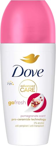 Dove, Deodorante Roll On Advanced Care Melograno, Deodorante Antitraspirante, Formula Delicata Con Tripla Azione Idratante, Protezione Fino a 48 Ore, Deodorante Uomo e Donna, 50 ml