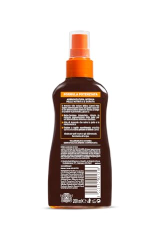 Bilboa Carrot Plus, Olio Solare Spray Super Abbronzante con Betacarotene e Olio di Avocado per una Abbronzatura Intensa e Duratura, Resistente all'Acqua, Dermatologicamente Testato, 200 ml