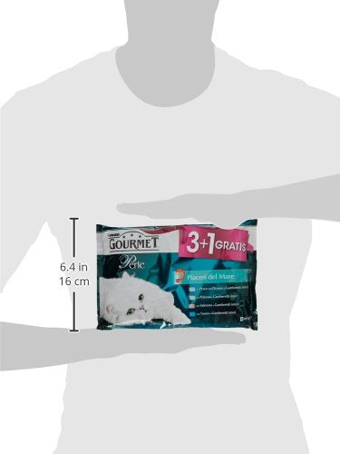 Purina Gourmet Perle Piaceri del Mare Umido Gatti con Salmone, Platessa, Tonno e Pesce dell'Oceano, 4 buste da 85g