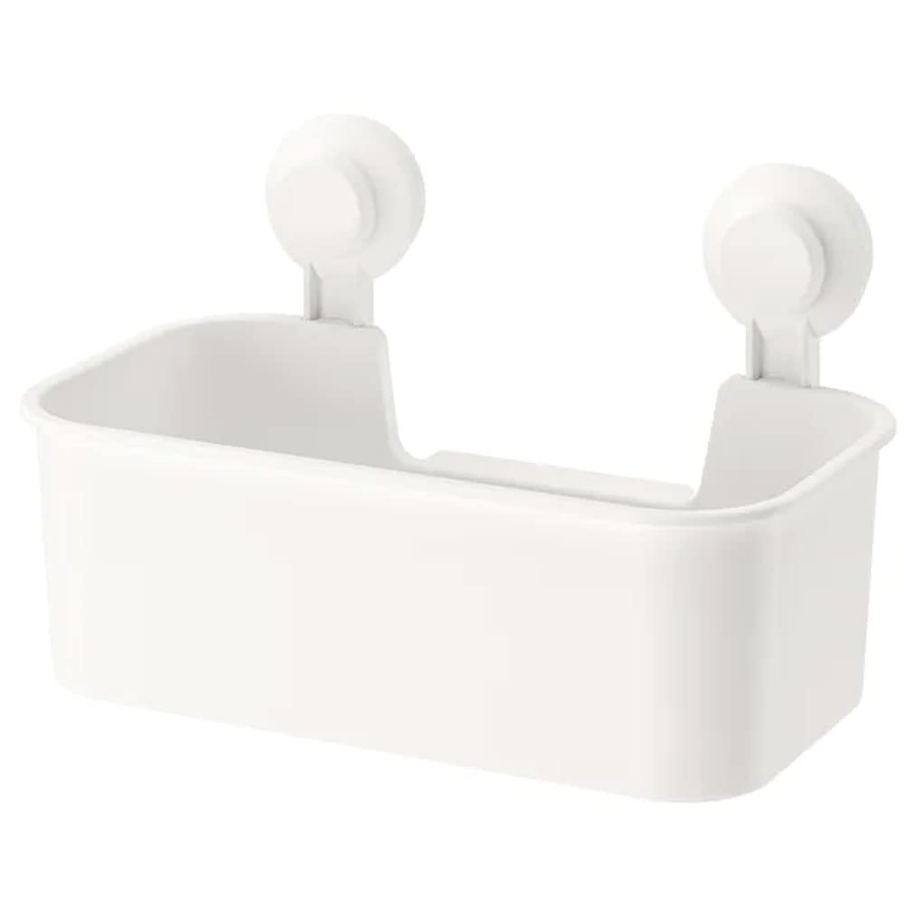 Ikea Tisken - Cestino con ventosa per riporre oggetti, colore: bianco (policarbonato, gomma sintetica, plastica ABS, confezione da 1,00)