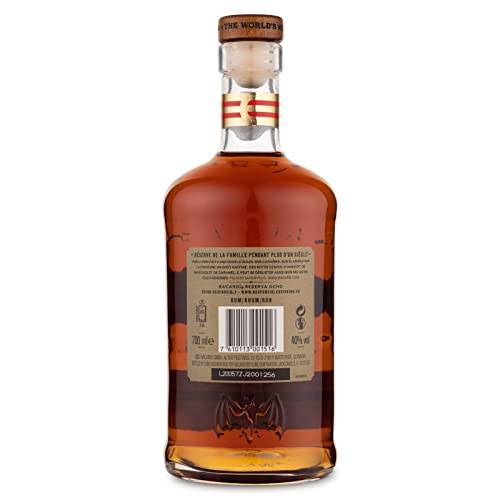 BACARDÍ Reserva 8 Year Old Premium Caribbean Rum, Vol. 40%, 70 cl / 700 ml, pregiato rum invecchiato 8 anni in botti di rovere sotto al sole dei Caraibi