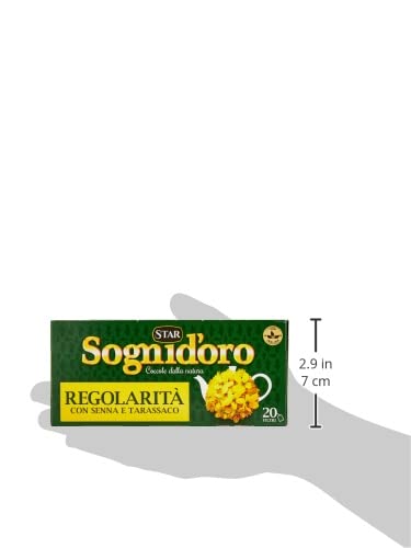 Sogni d'oro Tisana Regolarità, confezione da 20 Filtri, con senna e tarassaco, solo ingredienti naturali. Favorisce l'equilibrio della flora intestinale.