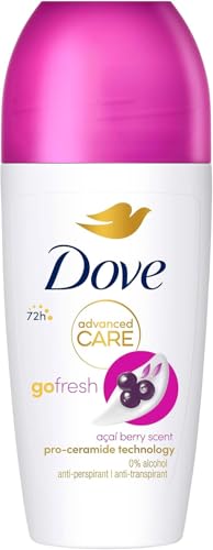 Dove, Deodorante Roll On Advanced Care Açai, Deodorante Antitraspirante, Formula Delicata Con Tripla Azione Idratante, Protezione Fino a 48 Ore, Deodorante Uomo e Donna, 50 ml