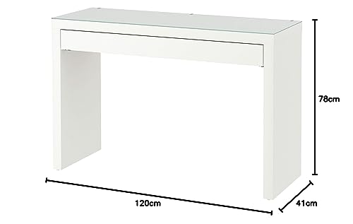 Tavolo da spogliatoio di Ikea Malm Bianco con vetro Top 120 x 41 x 78 cm
