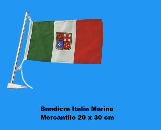 CG94 Bandiera Italia Marina Mercantile 20 x 30 cm Gommone- Barca-Tempo Libero