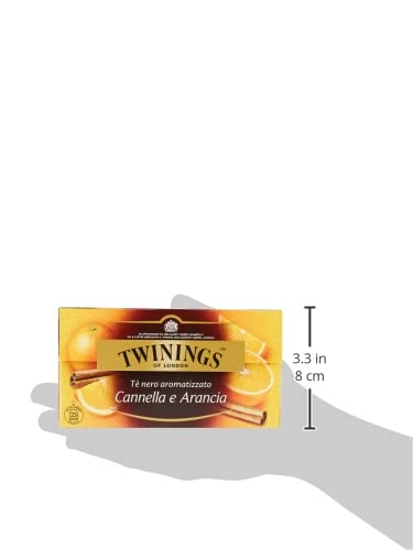Twinings, Tè Nero Aromatizzato all'Arancia e Cannella, Sapore Avvolgente, con Caffeina, Infusi e Tisane, Confezione da 25 Filtri