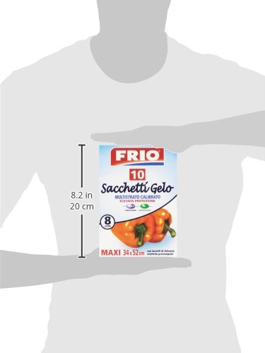 Frio - Sacchetti Gelo, Maxi 34 X 52 Cm, Con Etichetta Prestampata E Laccetti Di Chiusura - 10 Pezzi