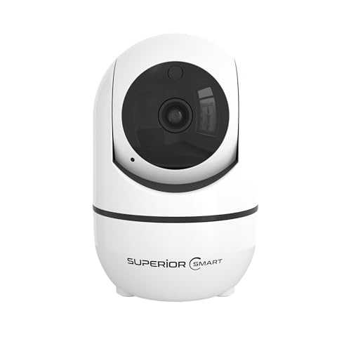 Superior Electronics Security iCM001 - Telecamera WiFi di Sorveglianza da Interno HD 1080p 2.4GHz con Visione Notturna e Audio Bidirezionale - Intercettazione Movimenti - Zoom Manuale - Rotazione 360°