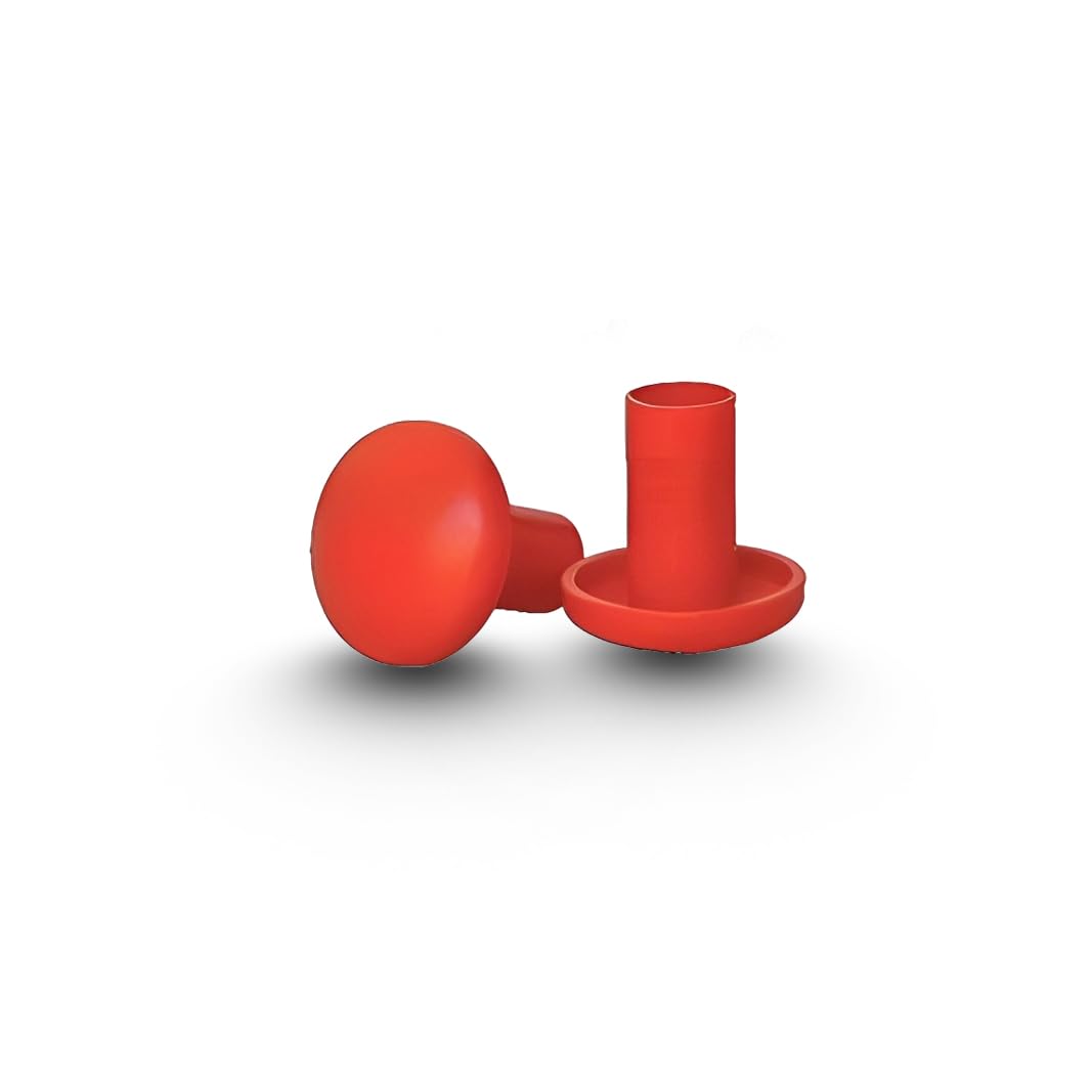 CG94 - Tappi Segnaletici Copritondino in Polietilene Rosso - Sicurezza in Cantiere per Monconi e Barre di Acciaio - Ø 6-20 mm (50)