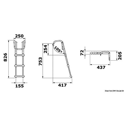 OSCULATI Scaletta telescopica con Maniglie 3 gradini