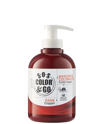 Alama SOS Color&GO Maschera Colorante Non Permanente Rame per Capelli Naturali, Colorati e Con Mèches, Nutriente e Tonalizzante, Senza Ammoniaca, 300 ml