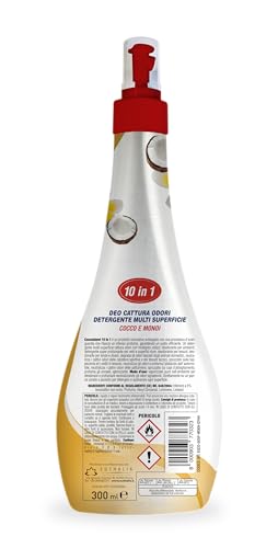 COCCOLATEVI Deo 10 in 1, Cattura Odori, Detergente Igienizzante Multi Superficie con Alcol 50°, Igienizza, Pulisce, Deodora e Profuma