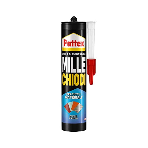 Pattex Millechiodi Esterni & Interni, Adesivo extra forte in cartuccia per montaggi esterni, Resistente colla per legno, ceramica, metallo, con presa immediata, 1x450g