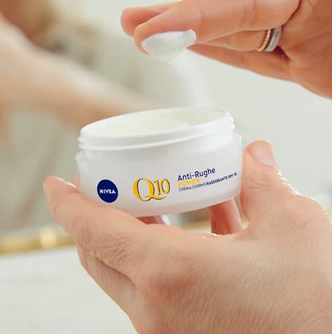 NIVEA Q10 POWER Crema Giorno Anti-Rughe Rassodante SPF15 50 ml, Crema Viso anti-età per 24 ore di idratazione, Crema antirughe arricchita con Creatina e Coenzima Q10