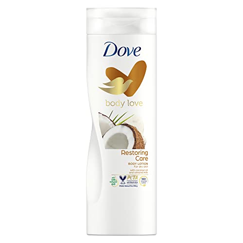 Dove Crema Corpo Restoring Care, Crema Corpo Idratante per Pelle Secca, con Olio di Cocco, Latte di Mandorla, Dona Nutrimento e Morbidezza, Dermatologicamente Testata, 400ml