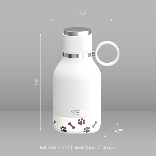 Asobu Borraccia termica per cani da 1 litro, in acciaio inox, portatile, robusta, a prova di perdite, per attività all'aperto, viaggi, passeggiate, escursioni