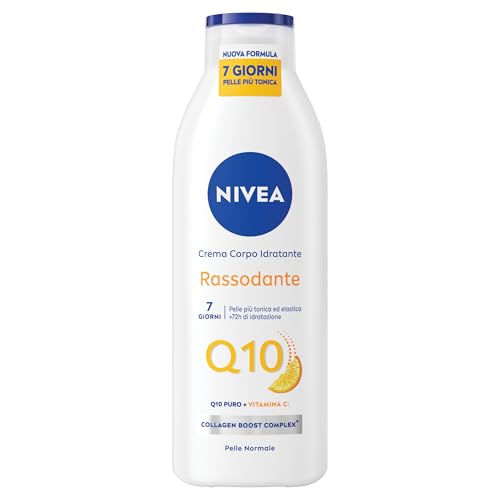NIVEA Latte Corpo Rigidità Q10 48H (1 x 625ml) — Latte corpo idratante arricchito con Co-Enzima Q10 & Vitamina C — Crema idratante rassodante per il corpo per pelli normali