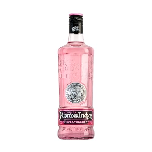 Gin Puerto de Indias - Strawberry Premium Gin - Ginebra Rosa con Fresas Naturales - 70cl - 37.5%