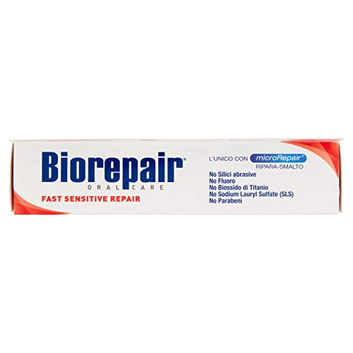 Biorepair, Fast Sensitive Repair, Dentifricio per Denti Sensibili, Protegge lo Smalto, Senza Fluoro, 75 ml - 6 Confezioni