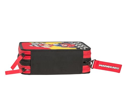 MARIO KART- Astuccio Scuola Ufficiale Mario Kart, Astuccio 3 Scomparti Bambino e Bambina con Set Cancelleria, Penna Cancellabile Blu Frixion e Pratica Chiusura a Zip, 20x13Hx7 cm