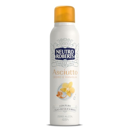 Neutro Roberts, Deodorante Spray Asciutto, Zero Alcol, Con Puro olio di Glicerina, Deodorante Uomo e Donna, Dermatologicamente testato