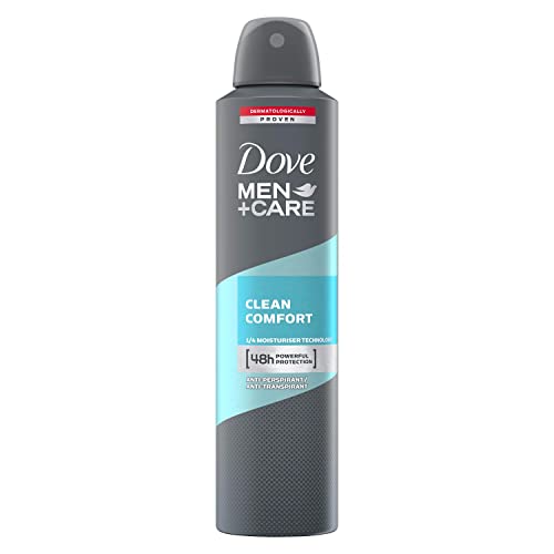 Dove Men+Care Clean Comfort Deodorante antitraspirante Aerosol resistente al sudore, non sulla pelle, 48 ore, protezione da sudore e odori, deodorante spray 250 ml