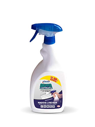 Ariasana Smuffer L' antimuffa Igienizzante, Rimuovi muffa spray contro funghi, alghe e muschi, Anti muffa bagno, cantina e cucina, per interni ed esterni, 1x250ml+50% GRATIS