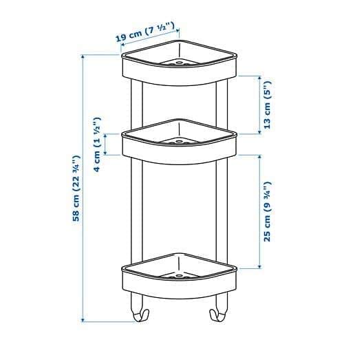 IKEA BROGRUND - Scaffale angolare da parete, 19 x 58 cm, in acciaio inox
