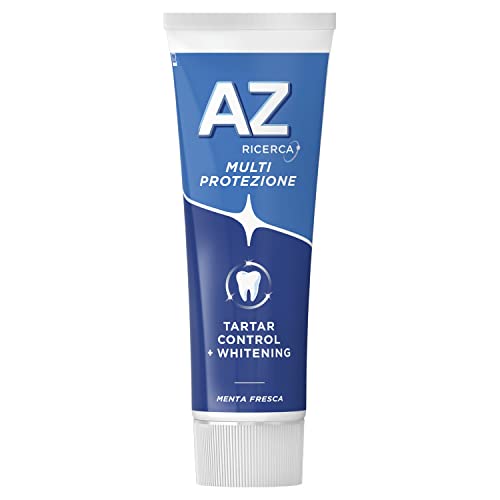 Dentifricio AZ Multi Protezione Tartaro Control, con Azione Sbiancante, Previene il Tataro, Extra Freschezza, Rimuove le macchie superficiali, Maxi Formato da 6 Confezioni X 75ml