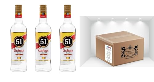 Cachaça 51 Pirassununga – Distillato Brasiliano Originale, 3 Bottiglie da 700 ml