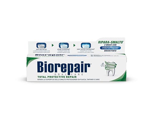 Biorepair, Dentifricio Total Protective Repair, Ripara lo Smalto, Anticarie, Antiplacca, Alito Fresco, Senza Fluoro