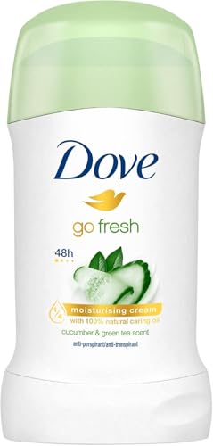 Dove, Deodorante Go Fresh Cetriolo e Tè Verde Stick, Deodorante Antitraspirante, con 1/4 Crema Idratante, Protezione Fino a 48 Ore, con Olio Nutriente, Deodorante Uomo e Donna, 40ml