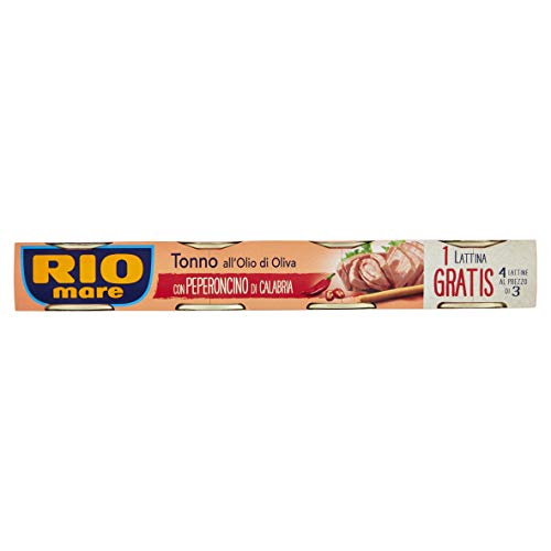 Rio Mare - Tonno, All'Olio Di Oliva Con Peperoncino, 3 confezioni da 4 Scatole Da 80 G