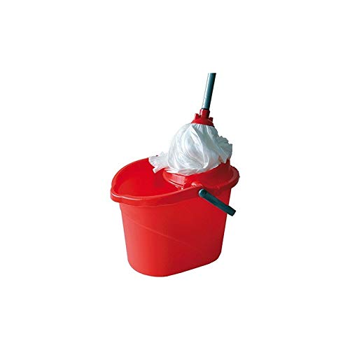 Secchio Lavapavimenti con Strizzatoio con Mop Ecologico E Manico in Alluminio. Colori Assortiti.