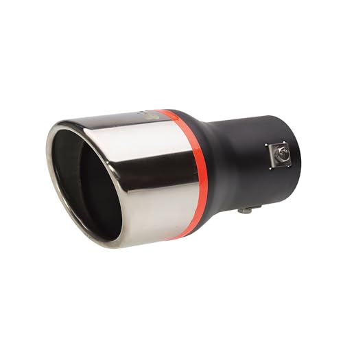 Simoni Racing TRX/22 Terminale di Scarico Universale, Uscita Singola inclinata 90 mm, in Acciaio Inox e Nero con Riga Arancio