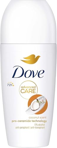 Dove, Deodorante Roll On Advanced Care Cocco, Deodorante Antitraspirante, Formula Delicata Con Tripla Azione Idratante, Protezione Fino a 48 Ore, Deodorante Uomo e Donna, 50 ml