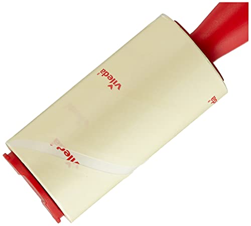 Vileda Margherita Maxi Rullo Spazzola Adesiva, Levapelucchi, per Peli di Animali, Capelli, Pelucchi, 58 Fogli Adesivi Pretagliati per Confezione, Manico Ergonomico, Rosso/Bianco