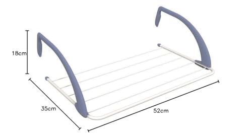 Gimi Airy Stendibiancheria da Termosifone, Stendino Salvaspazio, per Piccoli Ambienti, Spazio di Stenditura 3 m, Acciaio e Resina, 52 x 34.5 x 18 cm