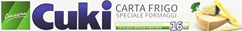 Cuki - Carta Frigo, Speciale Fromaggi, Conserva a Lungo la Freschezza, Carta Pura Cellulosa Transpirante - 4 confezioni da 16 metri [64 metri]