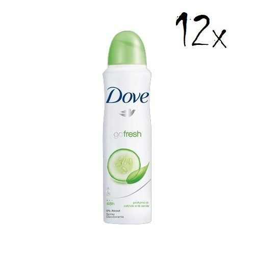 Dove 12 x Go Fresh anti traspirante cetriolo tè verde deodorante spray 150 ml