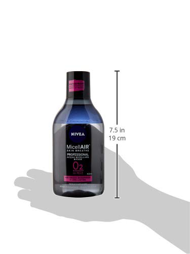 NIVEA MicellAIR Professional Acqua Micellare Bifase da 400 ml, Acqua Micellare Struccante per Trucco Waterproof, Acqua Micellare Detergente con Estratti di Tè Nero