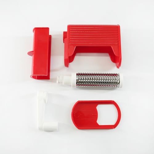 Rigamonti Parmesan Grater, Grattugia Manuale con Manovella, Rullo in Acciaio Inox per Formaggi, Cioccolato e Noci, BPA Free, Rosso, Smontabile e Lavabile in Lavastoviglie.