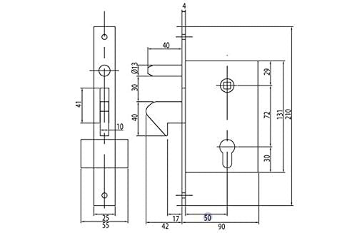 IBFM 447 Serratura a Gancio da Infilare, 60 mm