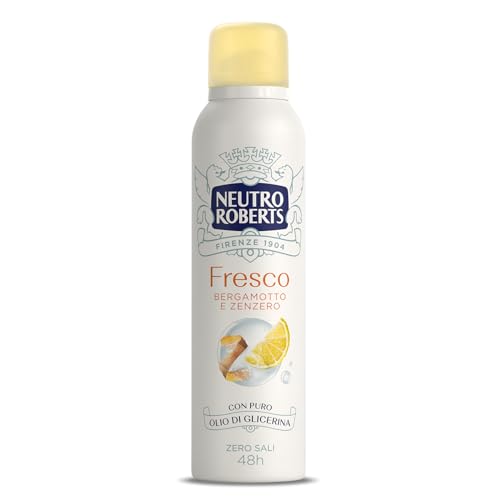 Neutro Roberts, Deodorante Spray Fresco, Zero Sali di Alluminio, Zero Macchie, con Puro Olio di Glicerina, Deodorante Uomo e Donna, Dermatologicamente testato, 150 ml