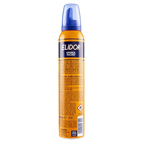 ELIDOR Spuma Volume Modella Ricci Con Provitamina B5 Fissaggio Forte Protezione Uv 200ml, Definisci e Risalta i tuoi Ricci