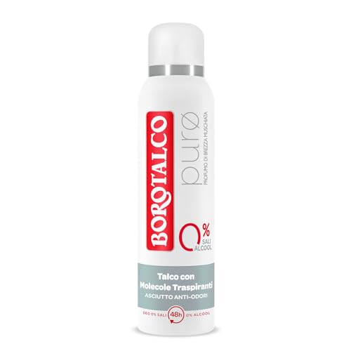 Borotalco, Deodorante Spray Puro Brezza Muschiata, con Talco con Molecole Traspiranti, Senza Alcool e Sali di Alluminio, Asciutto Anti-Odori, 48h di Efficacia, Profumo Muschiato - 1 Flacone da 150 ml