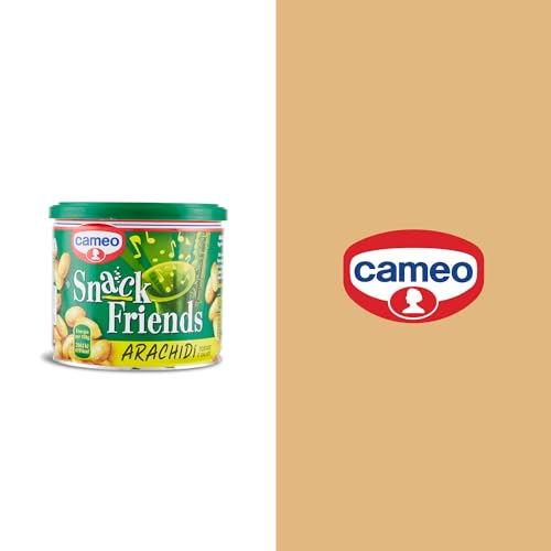 Cameo Snack Friends Arachidi 200 g, Arachidi Tostate e Salate per Aperitivo Conservate in una Pratica Lattina con Coperchio Salva Freschezza, Senza Olio di Palma, Vegano, 200 g Complessivi